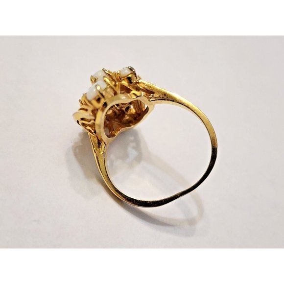 Faux Opal Cubic Zirconia CZ Gold Plated Cocktail Ring Sz 7 - Picture 5 of 7